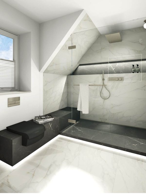 project plus GmbH Stolberg Merzenich Düren Badplanung Badsanierung Baddesign Nischen Gessi Flamina indirekte Beleuchtung Emco black